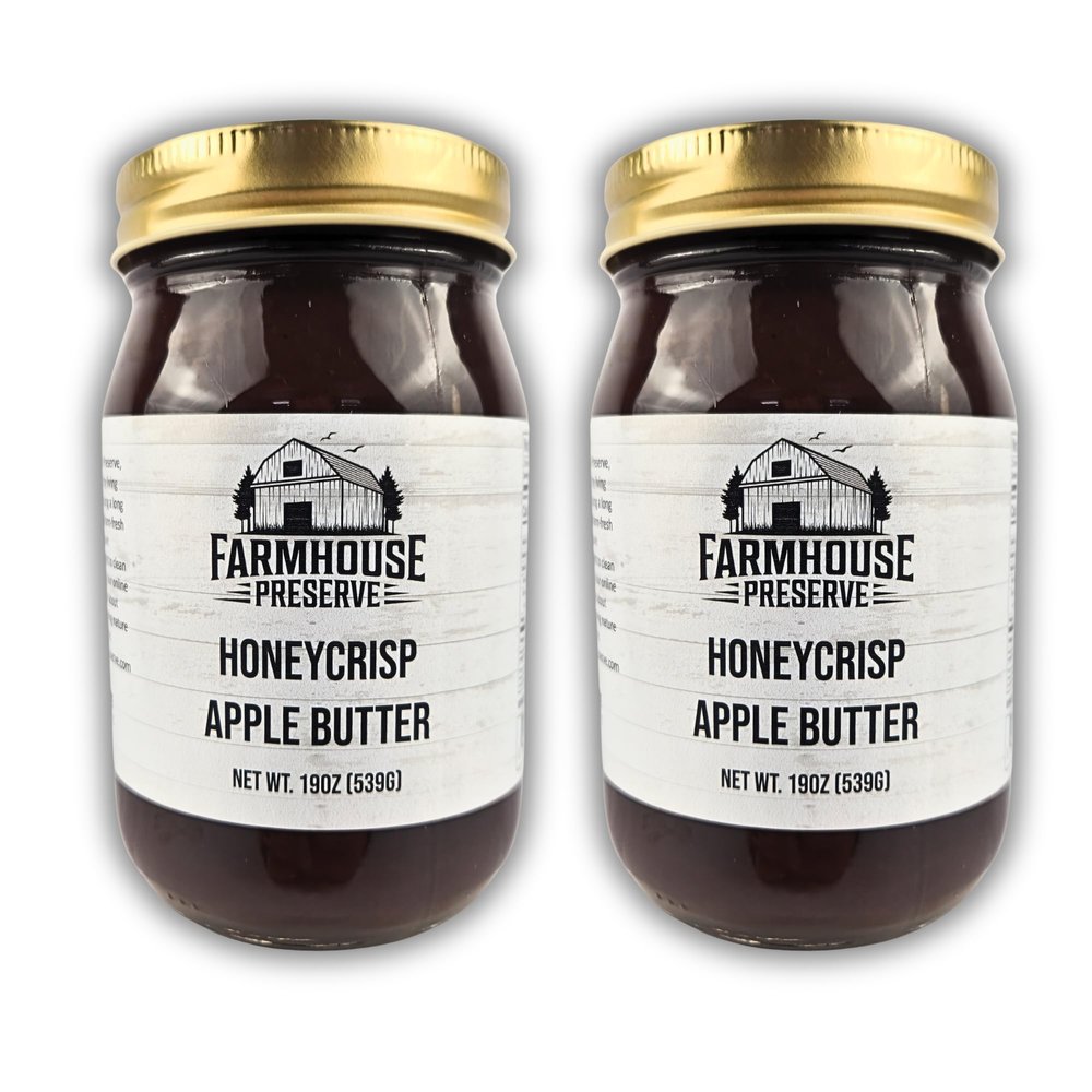 Farmhouse Preserve Honeycrisp Apple Butter, Small Batch Amish Recipe, Real Honeycrisp Apples, Cinnamon Spiced, Gluten Free, No Corn Syrup, 19oz Jar (Pack of 2)
