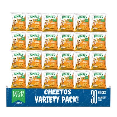 SlmpIy Cheeos White Cheddar Puffs, 30 Count, Individually Wrapped Snack Bags, Light & Crunchy Cheese Puff Snacks, On-the-Go Lunch, Party & Office Snack Packs
