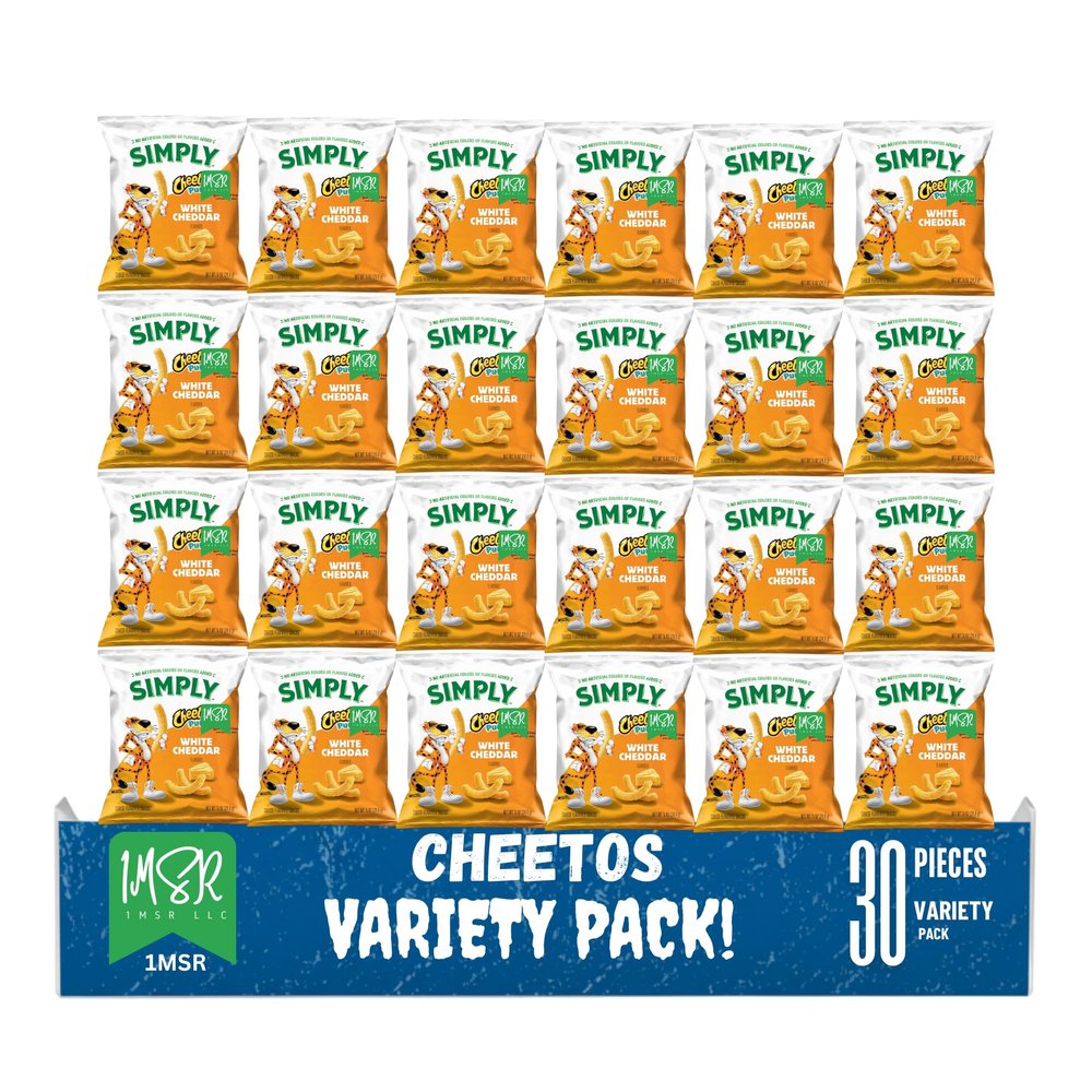 SlmpIy Cheeos White Cheddar Puffs, 30 Count, Individually Wrapped Snack Bags, Light & Crunchy Cheese Puff Snacks, On-the-Go Lunch, Party & Office Snack Packs