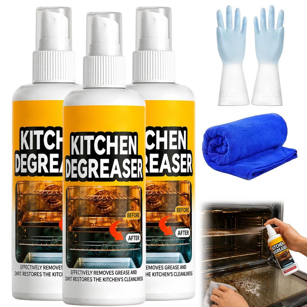 Greasekiller BBQ Spray, Heavy Duty Grill Cleaner and Degreaser, Fast-Acting Grease Remover for BBQ Grills, Smokers, Ovens, Air Fryers and Kitchen Surfaces (3Set)