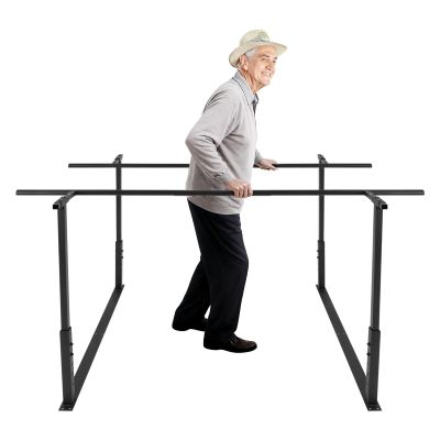 Floor Mounted Balance Training Bar, Adjustable Height and Width Walking Assist Bar, Parallel Bars for Physical Therapy, 440 lb Capacity Steel Support Rail for Home and Rehabilitation Use