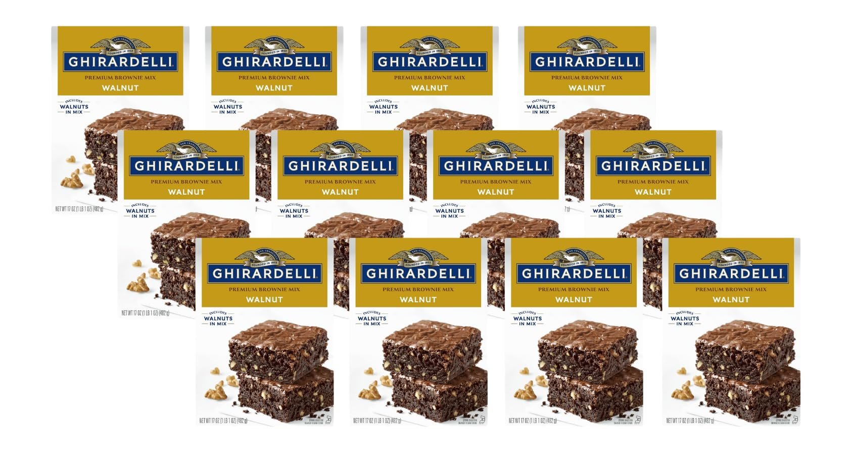 Ghirardelli Premium Brownie Mix Walnut, 17 OZ (Pack of 12)