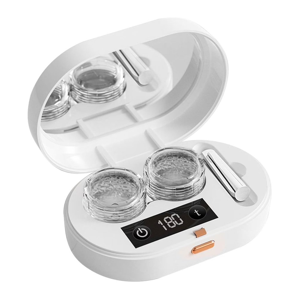 Portable Contact Lens Cleaner Case with Digital Timer Mini Contact Lens Case with Vibration