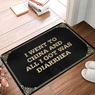 Welcome Mat Anti-Fatigue Kitchen Anti-Slip Backing - Modern I Went to China and All I Got was Diarrhea Durable Quality | Childrens Room Decor/Under Sink Mat Kitchen Waterproof(40X60CM)
