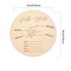 Wooden Baby Birth Announcement Disc, Round Hello World Newborn Keepsake Sign, Hospital Photo Prop view 4