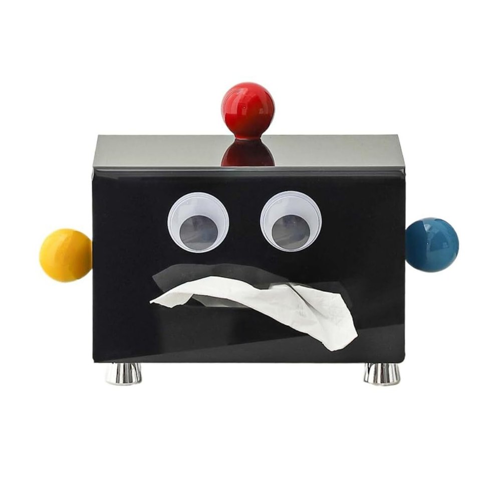 Home Decor Cute Puppet Tissue Box Large-Caliber Living Room Desktop Ornaments Napkin Storage Holder Tissue Box(Black)