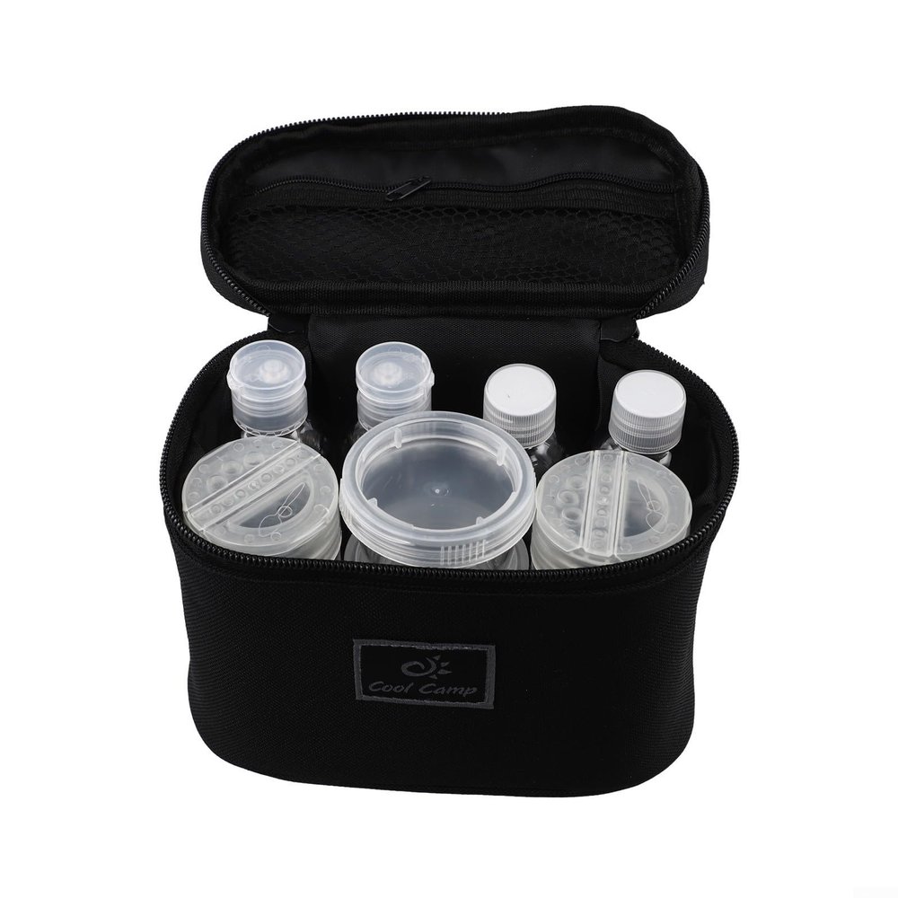 Camping Seasoning Jar Set with 9 PET Bottles and Oxford Storage Bag, Portable Spice Kit for Oil Vinegar Salt, Outdoor Cooking Organizer for Backpacking Hiking Picnic BBQ Travel