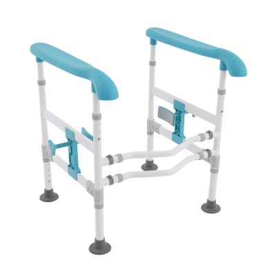 Florchest Toilet Safety Rails,Adjustable Height and Width Toilet Safety Frame for Elderly,330Lbs Foldable Toilet Safety Frame for Homes Hospitals Nursing Homes