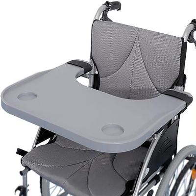 Wheelchair Lap Tray Table Detachable with 2 Cup Holders for Rest Home The Disabled Fits Wheelchair Arms of 16inch - 20inch