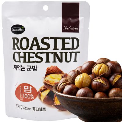 Korean Food Roasted Chestnuts, Easy Peel, 240g (2pk x 120g) Organic Healthy