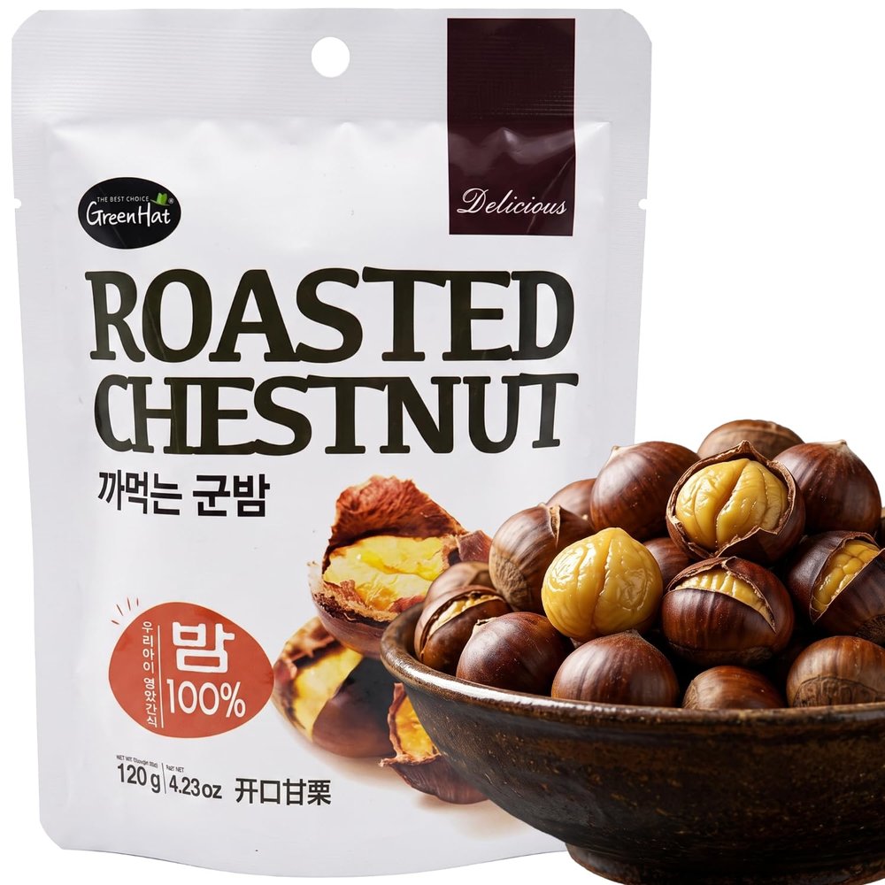 Korean Food Roasted Chestnuts, Easy Peel, 240g (2pk x 120g) Organic Healthy