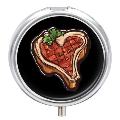 T-Bone Steak Small Pill Box 3 Compartment Cute Pill Case