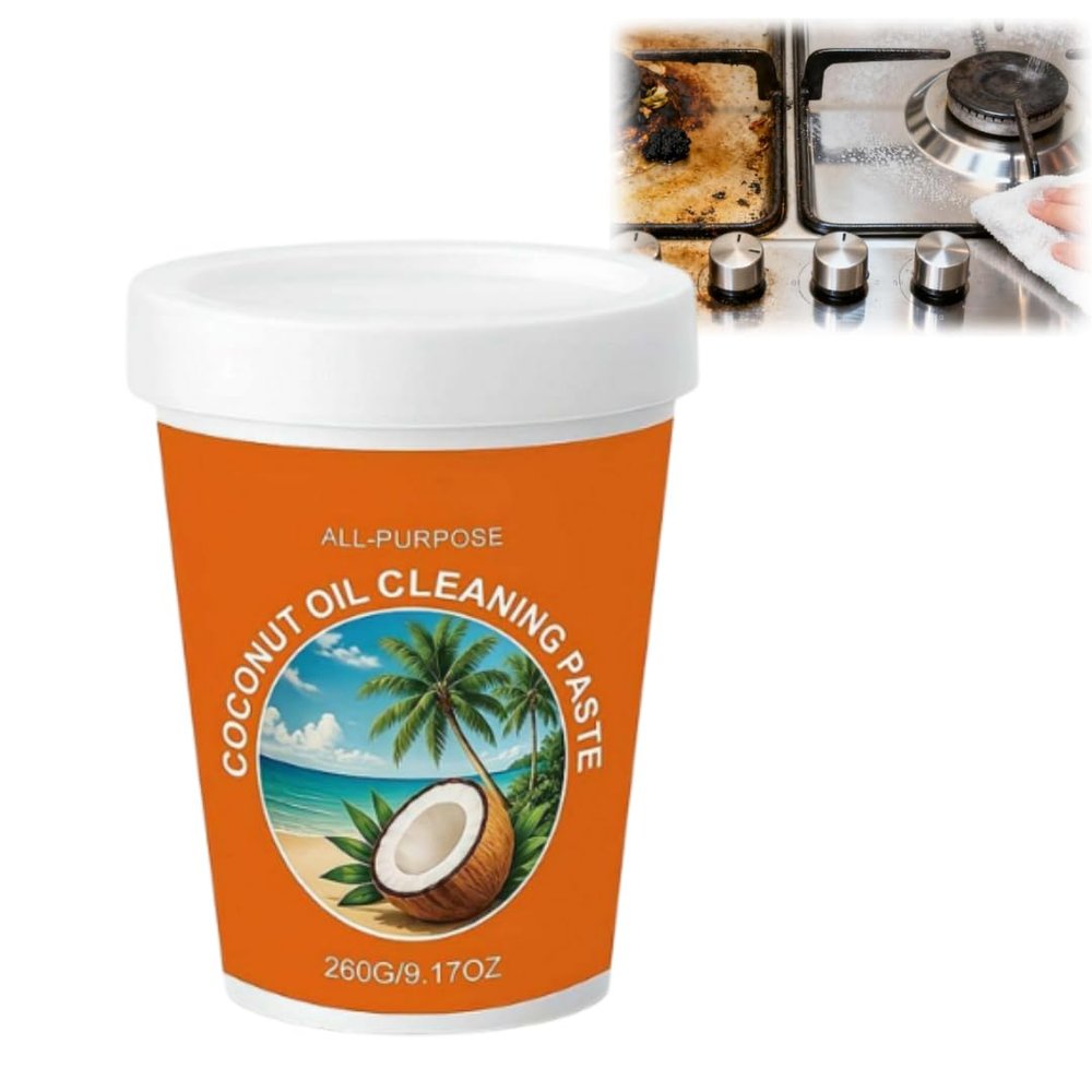 Coconut Oil Cleaning Paste,Multi-Purpose Coconut Oil Cleaning & Polishing Paste,Stainless Steel Cookware Cleaner,All-Purpose Cleaner Removes Stains for Wood Furniture, Leather,Kitchen Surfaces