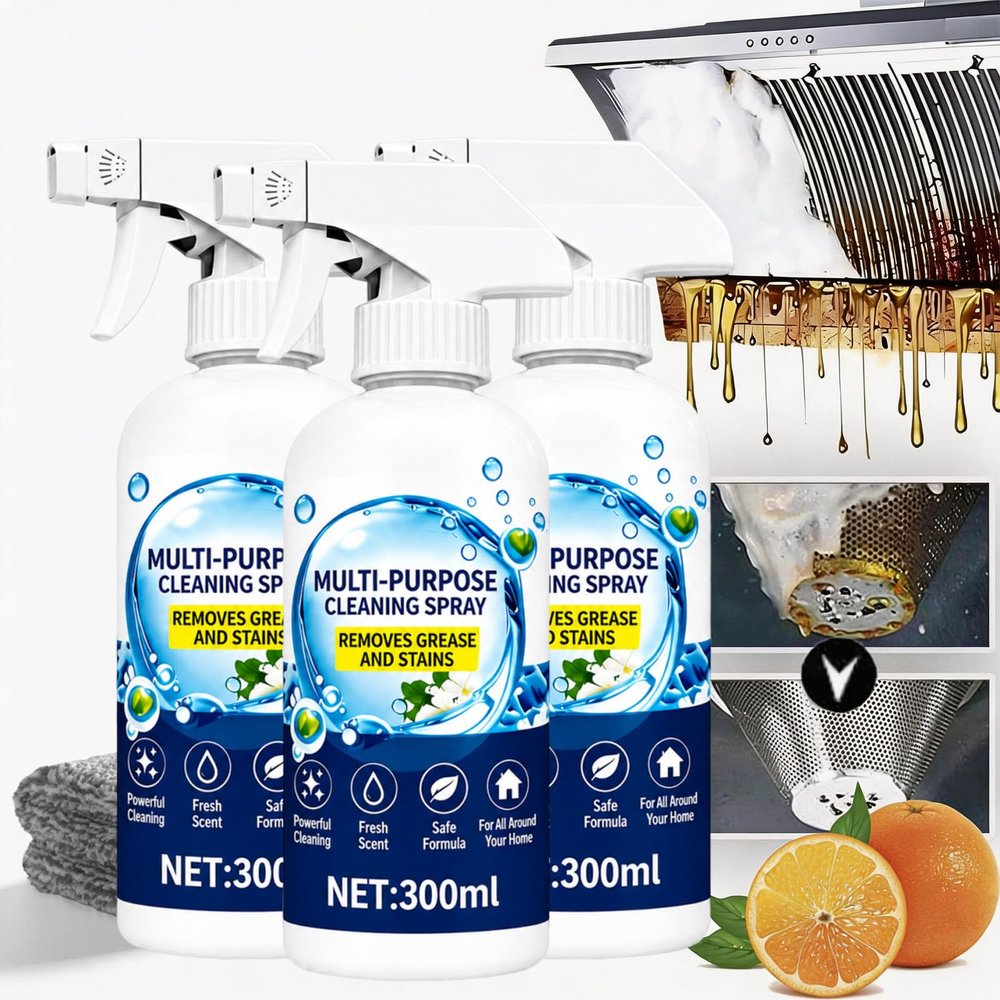 Xianly Multi-Purpose Cleaner,Multi Surface House&Kitchen Grease Cleaning,Suitable For Stoves And Range Hoods,Removes Grease Stains,Plant-Derived Cleaning Agents And Coconut-Based Surfactants (3PCS)