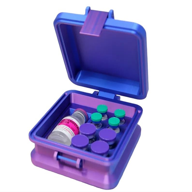 Compatible with Peptide Storage Organizer Case for 3ml 5ml 10ml Vials, Combo Peptide Travel Storage Box for BAC Water, GLP-1 and Injection Vials (Blue-Violet)