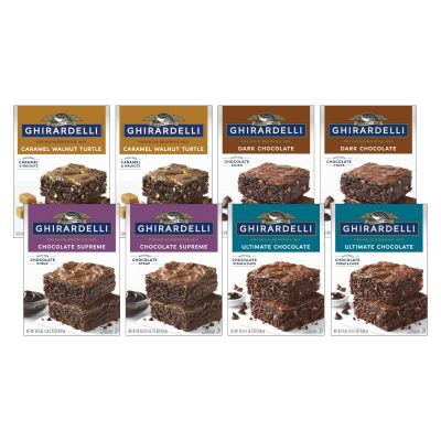 Ghirardelli Premium Brownie Mix Variety Pack 2 Each of Dark Chocolate (20 oz), Chocolate Caramel Turtle (18.5 oz), Supreme (18.75 oz) & Ultimate Chocolate (19 oz), 8 Count (Variety Pack)