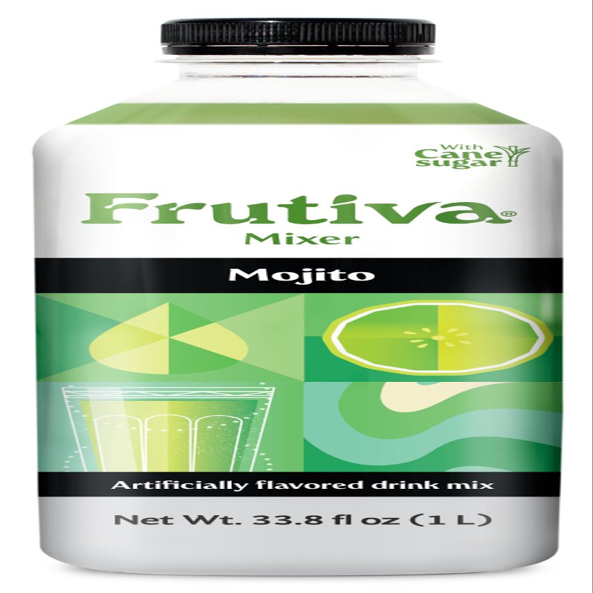 Frutiva Mojito Mix, Made with Real Cane Sugar, Makes 22 Cocktails and Mocktails, 33.8 Fl Oz