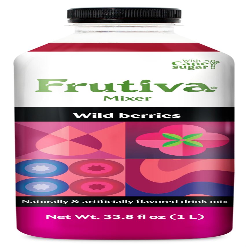 Frutiva Wild Berries Craft Cocktail Mixer, Made with Cane Sugar, Makes 33 Cocktails, 33.8 Fl Oz