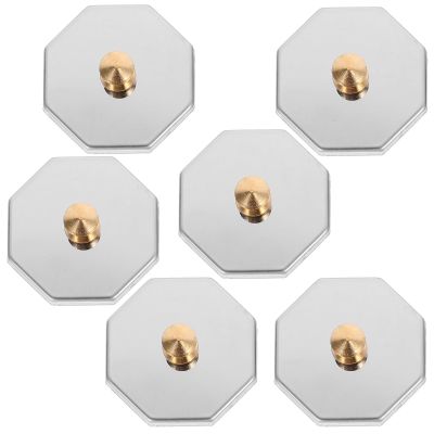 KALLORY Manicure Nail Dappen Cup Lids Easy to Clean and Not Easy to Deform Stainless Steel 6pcs Octagonal Shape Nail Art Brush Cup Lid for Home Salon Use