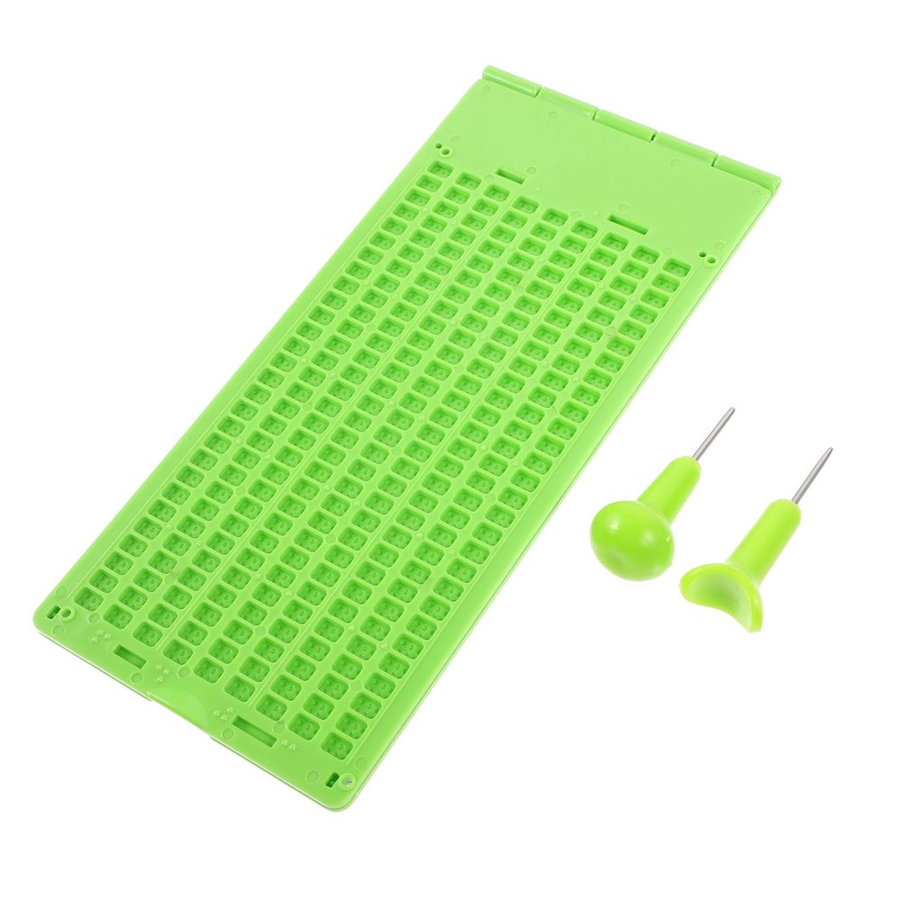 OKUMEYR Reusable Plastic Braille Writing Plate with Stylus the Blind, 28 Cells Per Line Braille Fingerboard, Easy to Operate Sensory for Visually Impaired Learning and Practice