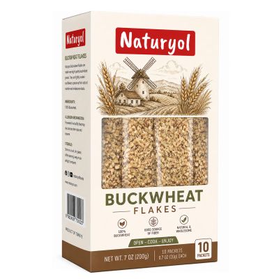 Buckwheat Flakes, Whole Grain Breakfast Flakes for Oatmeal, Yogurt, Smoothies & Baking, 10 Single Serve Packets (0.7 oz Each), 7.0 oz Total