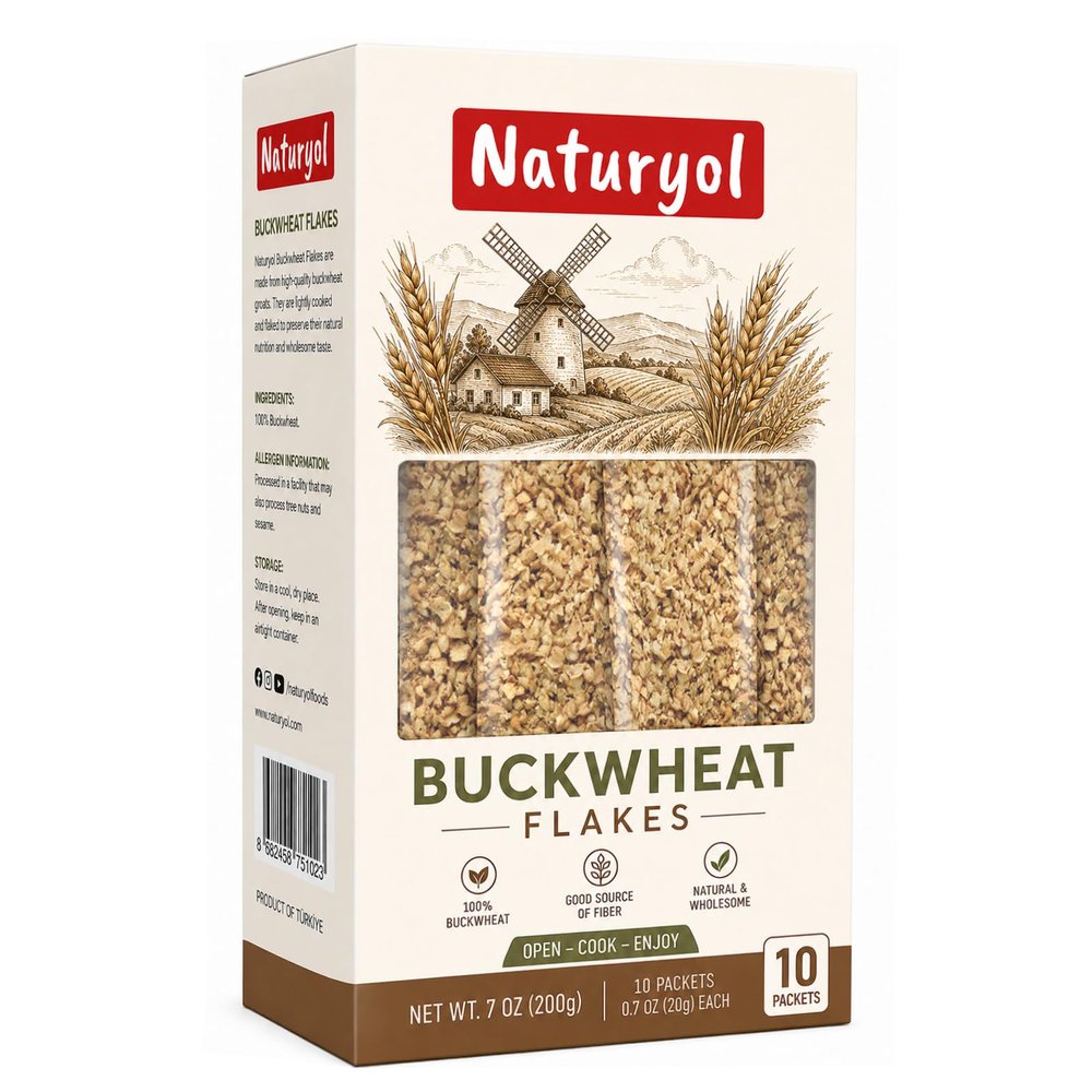 Buckwheat Flakes, Whole Grain Breakfast Flakes for Oatmeal, Yogurt, Smoothies & Baking, 10 Single Serve Packets (0.7 oz Each), 7.0 oz Total
