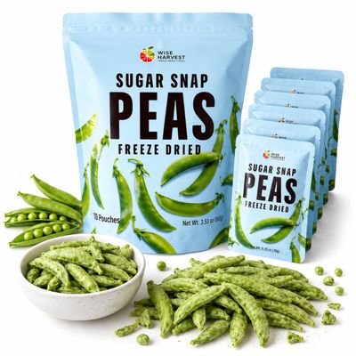Freeze-Dried Sugar Snap Peas (10 Snack Pouches) Garden-Fresh Crunch with Sea Salt | Real Sugar Snap Peas, Non-GMO | Healthy On-the-Go Snack | Wise Harvest