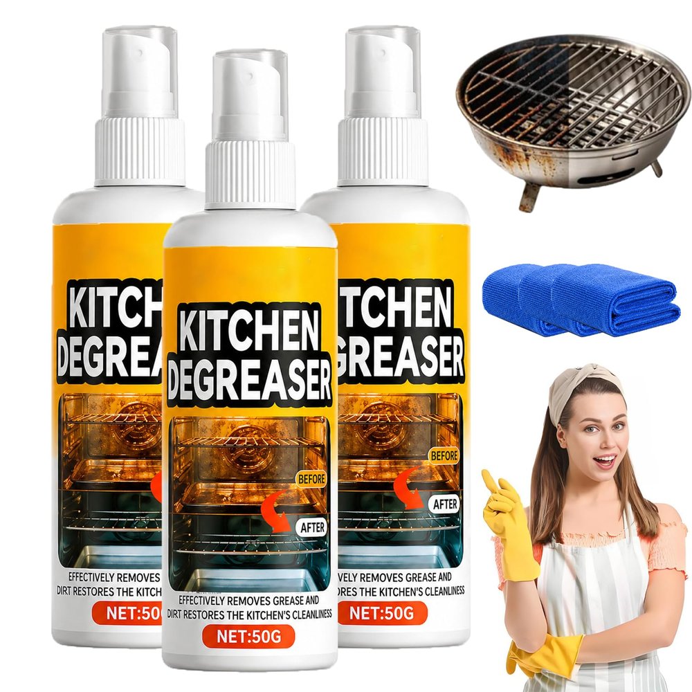 Greasekiller Bbq Grill Cleaner Spray, Multi-Surface Kitchen Degreaser Spray - Fast-Acting Grease Removal, Greasekiller Spray for Bbq Grills and Smokers (3Pcs, 50ml)