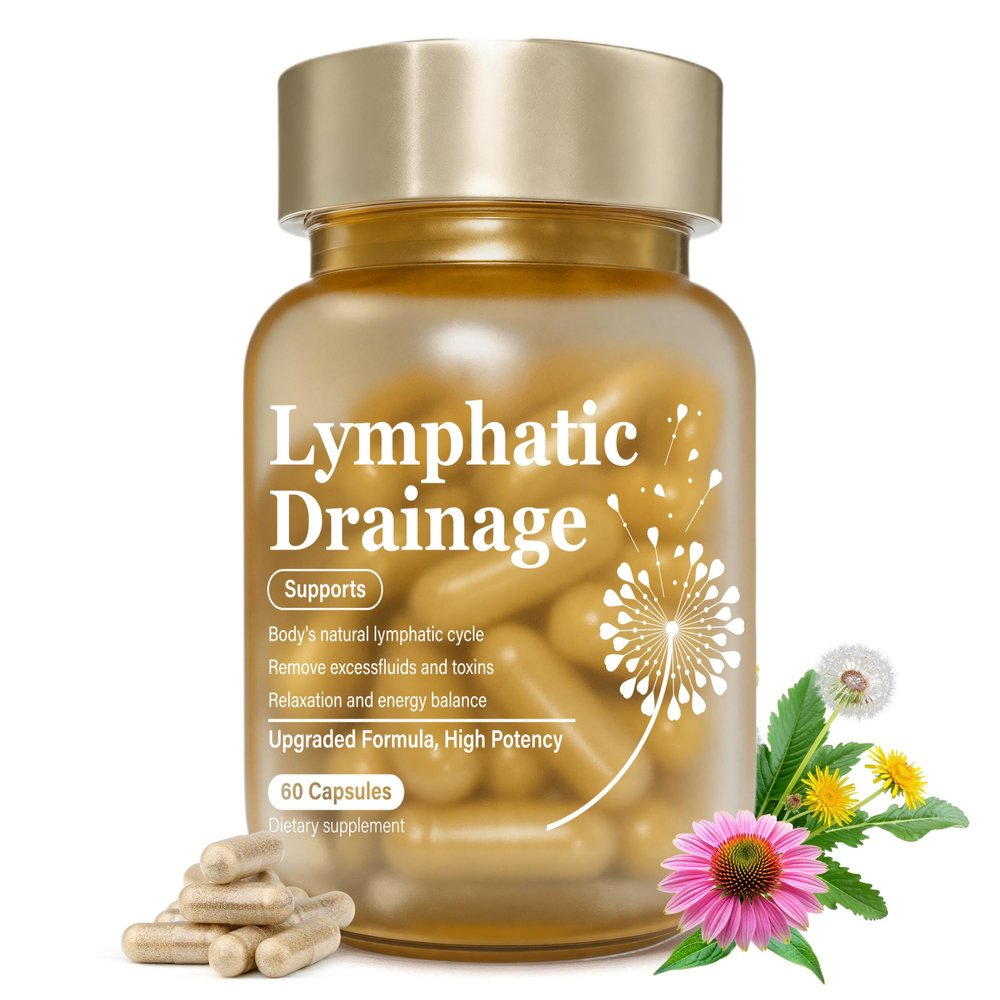 Natural Lymphatic Drainage Supplements with Dandelion, Burdock, Cleavers & Echinacea Herbal Blend Capsules Supports Fluid Balance, Detox & Daily Wellness Non-GMO, Vegan, Gluten Free 60 Capsules