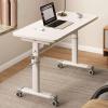 Bed Desk for Laptop and Writing Rolling Adjustable Height 25.6"-37.4" Bed Side Tables Bedroom Hand-cranked Lift for Offices Home Medical and School Farmhouse End Table(White,80x60cm) view 2