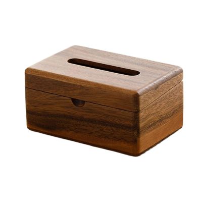 Black Walnut Tissue Dispenser Box Wooden Dining Table Paper Container (18x12x9cm)