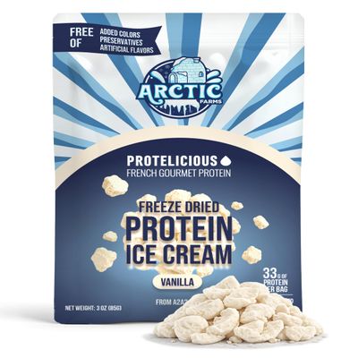 Arctic Farms Freeze-Dried Protein Ice Cream - Vanilla - Large (3 oz) | Zero Added Sugar, High Protein, A2A2 Milk, No Freezer Needed