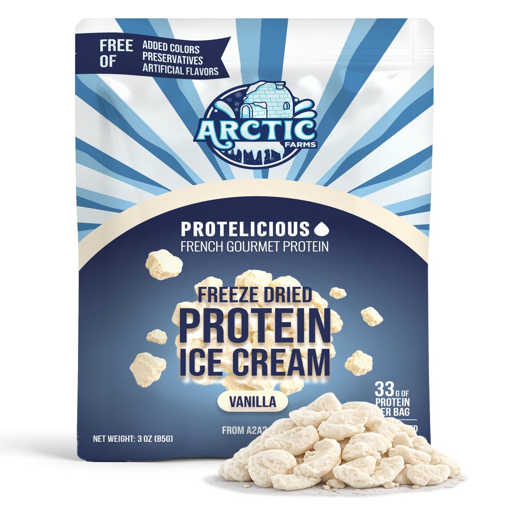 Arctic Farms Freeze-Dried Protein Ice Cream - Vanilla - Large (3 oz) | Zero Added Sugar, High Protein, A2A2 Milk, No Freezer Needed