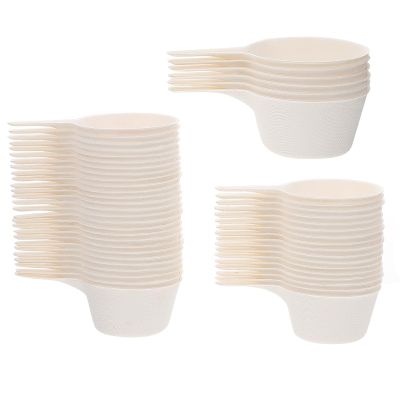 Garneck Disposable with Pan Shape 50pcs Degradable Fruit Cups Paper Safe to Use White Storage Cups with Beautiful Appearance for Serving Appetizers and Salads