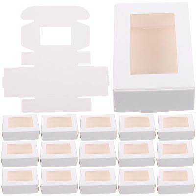Beatifufu 50pcs White Kraft Paper Soap Wrapping Paper Boxes with Window for Homemade Soap Packaging, No Odor and Healthy Material, for Hotel and Birthday Party Gift Presentation