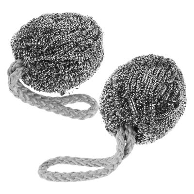 Healvian 2pcs Metal Dish Cleaning Brush Set Sturdy Kitchen Scrubbers for Dishes with Hanging Rope, Versatile Use for Pots, Pans, and Woks in Household Cleaning