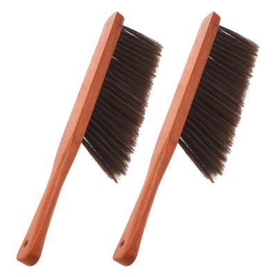 INOOMP 2pcs Wooden Handle Bench Brushes with Soft Bristles, Multifunctional Design Portable Counter Brush for Furniture, Sofa, Fireplace Cleaning, for Woodworking and Travel