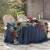 9ft Eucalyptus Garland with Flowers - Artificial Greenery for Wedding Decor, Sweetheart Table Centerpieces, Floral Accents, Elegant Table Garland (Green) Dark Red view 2