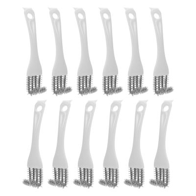 NULYLU Kitchen Stove Cleaning Brush Set 12pcs with Hard Bristle Plastic Handle for Deep Crevice Cleaning and Grill Rack Scrubbing, Small Handheld Kitchen Scrub Brushes for Cooktop and