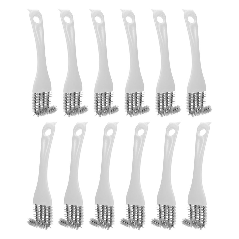 NULYLU Kitchen Stove Cleaning Brush Set 12pcs with Hard Bristle Plastic Handle for Deep Crevice Cleaning and Grill Rack Scrubbing, Small Handheld Kitchen Scrub Brushes for Cooktop and