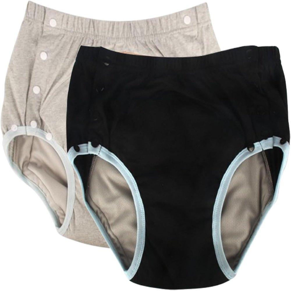 Adult Washable Leakproof Underwear Reusable Snap Incontinence Briefs