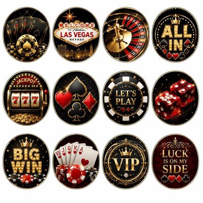 SugarMeLicious Casino Edible Cupcake Toppers, Poker Party Dessert Decorations, Las Vegas Casino Night Treat Toppers, 12 Pack 2.5 Inch Frosting Circles