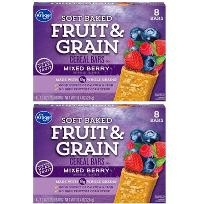 Fruit and Grain Mixed Berry Cereal Bars 8 ct Pack of 2