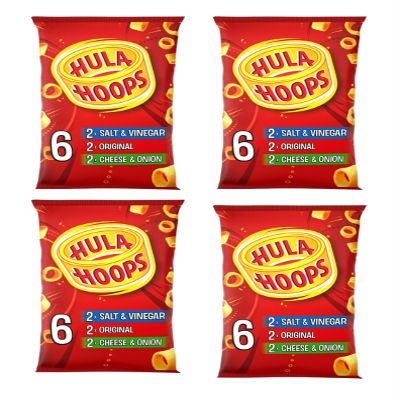 Hula Hoops Classic Variety Crisps, Salt & Vinegar, Original, and Cheese & Onion, 4 x 6 Pack