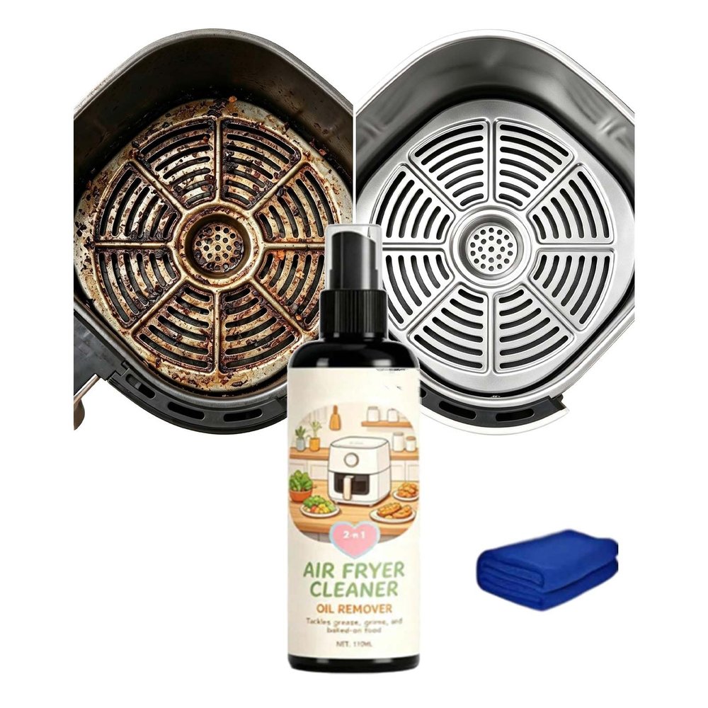 2-in-1 Air Fryer Cleaner and Degreaser Spray, Instantly Dissolves Baked-On Grease, Safe for Non-stick Coatings No Scratching, For Air Fryer Baskets, Racks, And Trays(3PCS)
