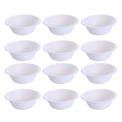 Happyyami 25pcs Disposable Paper Bowls round Shape Dinnerware Bowl 350ml for Party and Banquet Safe to Use White Tableware
