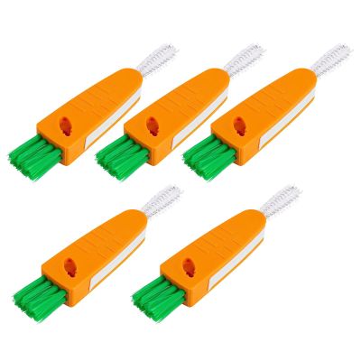 TOPPERFUN 3 in 1 Cup Lid Cleaning Brush 5pcs Set Orange Multifunctional Crevice Brush for Bottles and Straws Portable Bottle Cleaner for Outdoor and Travel Use
