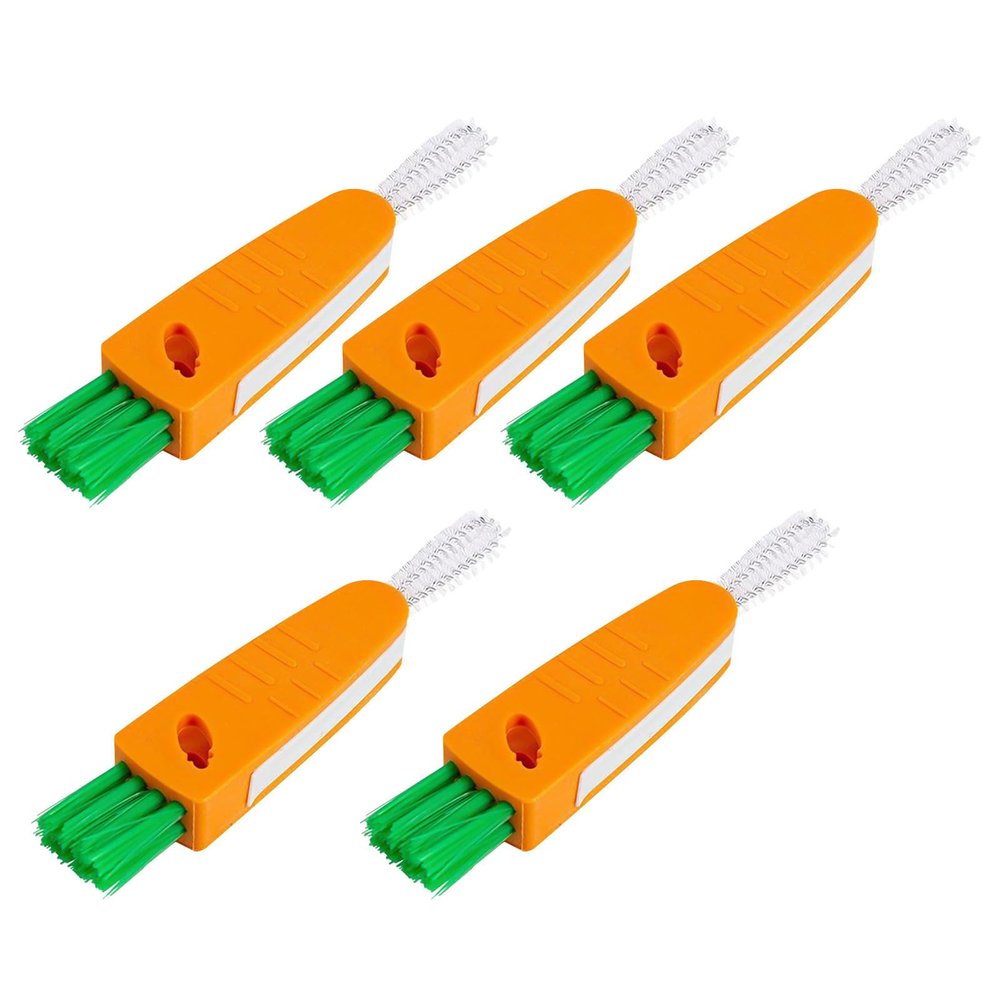 TOPPERFUN 3 in 1 Cup Lid Cleaning Brush 5pcs Set Orange Multifunctional Crevice Brush for Bottles and Straws Portable Bottle Cleaner for Outdoor and Travel Use