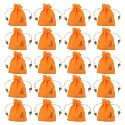 GOOHOCHY 30pcs Yellow Fabric Drawstring Sachet Bags with Elegant Lotus Design Lightweight Small Muslin Bags to Prevent Spice or Bath Salts Clumping for Travel and Party Favors
