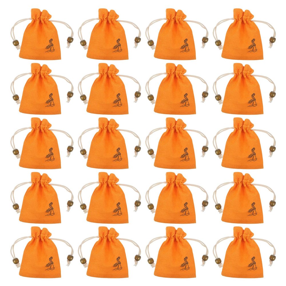 GOOHOCHY 30pcs Yellow Fabric Drawstring Sachet Bags with Elegant Lotus Design Lightweight Small Muslin Bags to Prevent Spice or Bath Salts Clumping for Travel and Party Favors
